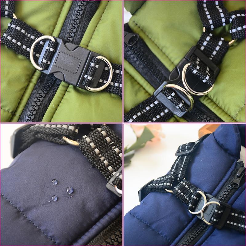 Large Pet Dog Jacket With Harness Winter Warm Dog Clothes Waterproof