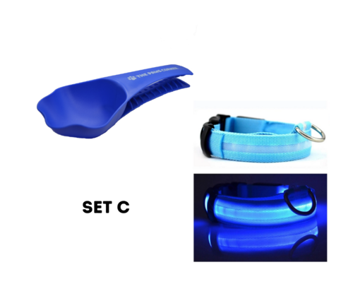 2 items DUO KIT (Pet Food Scoop & USB Rechargeable Led Collar)