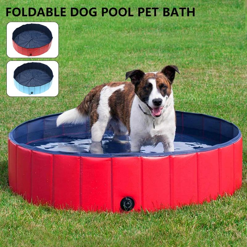 Foldable Dog Swimming Pool PVC Pet Bath Swimming Tub Bathtub Pets