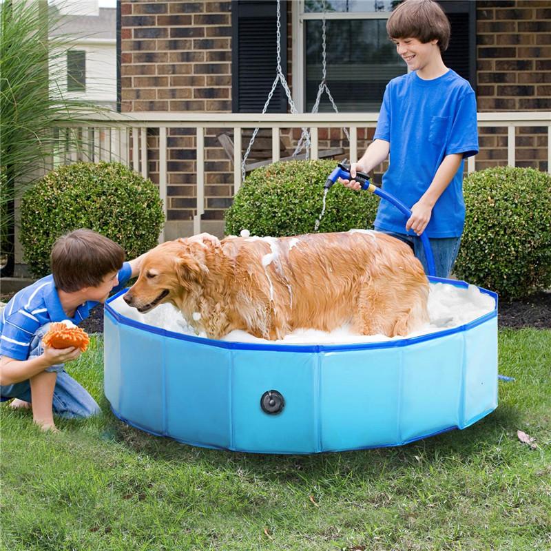 Foldable Dog Swimming Pool PVC Pet Bath Swimming Tub Bathtub Pets